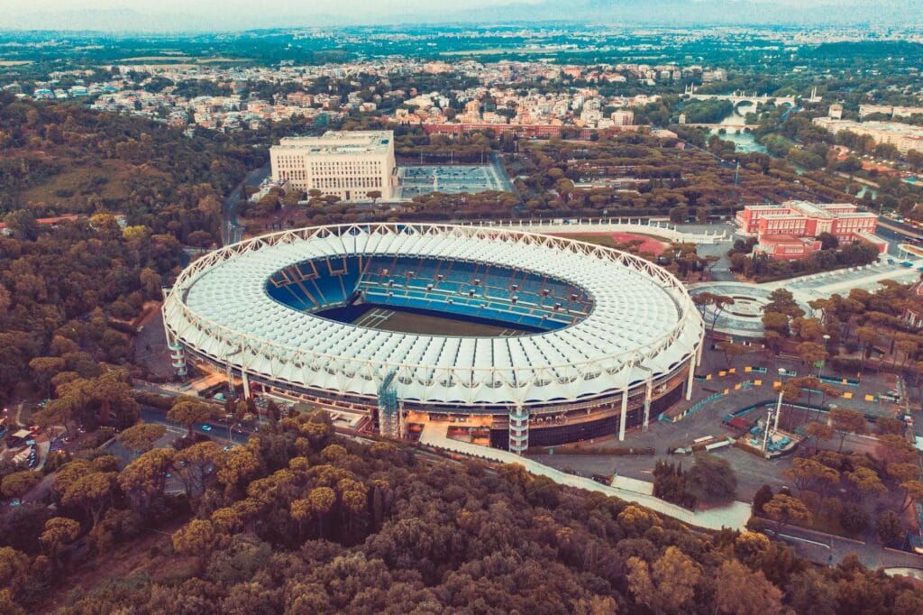 aerial view of the olympic stadium in rome italy
