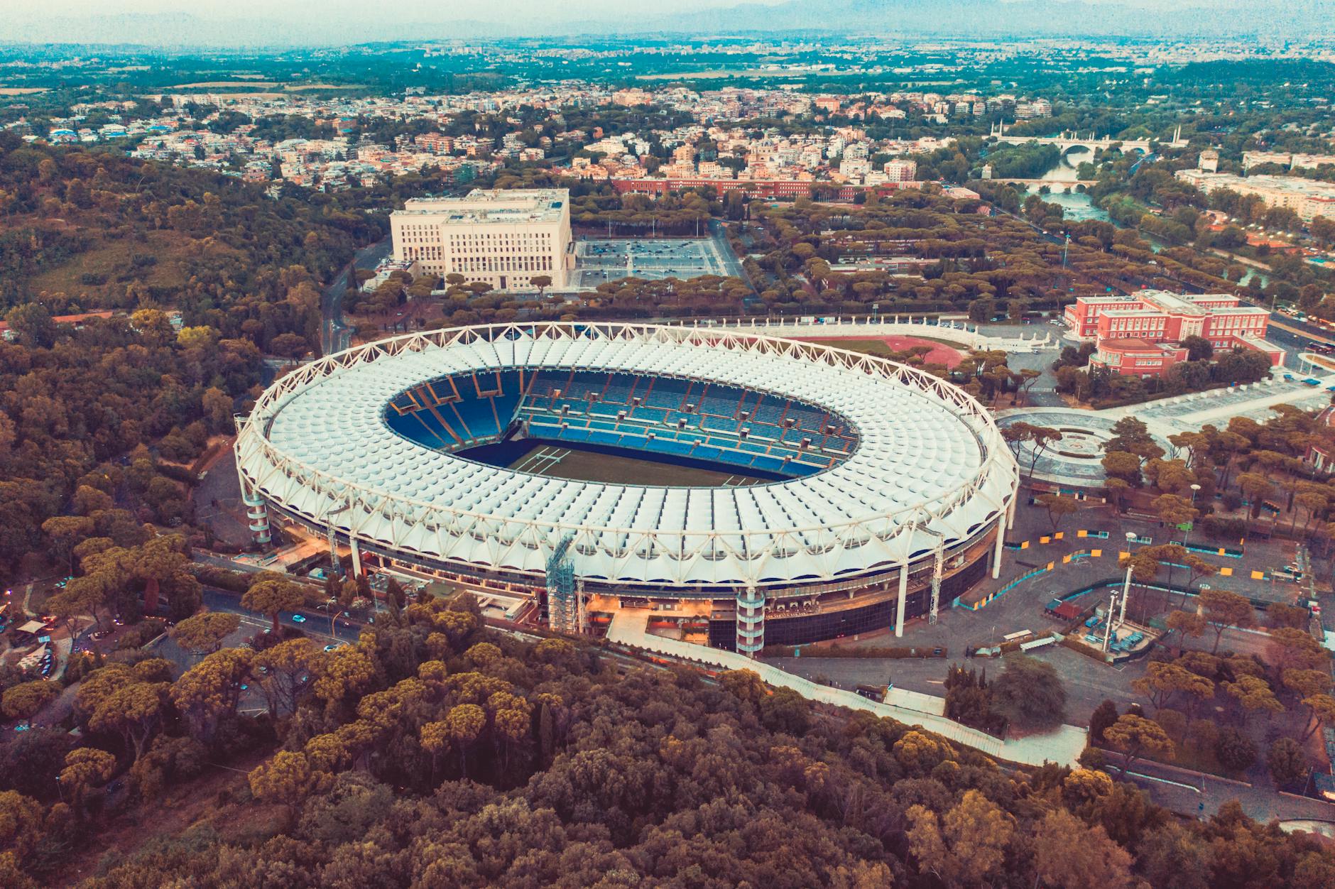 aerial view of the olympic stadium in rome italy